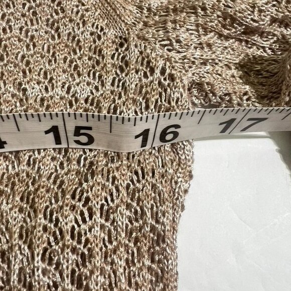 WHBM Open Front Metallic Knit Long Duster Cardigan Sweater M Long Sleeve - Picture 6 of 12